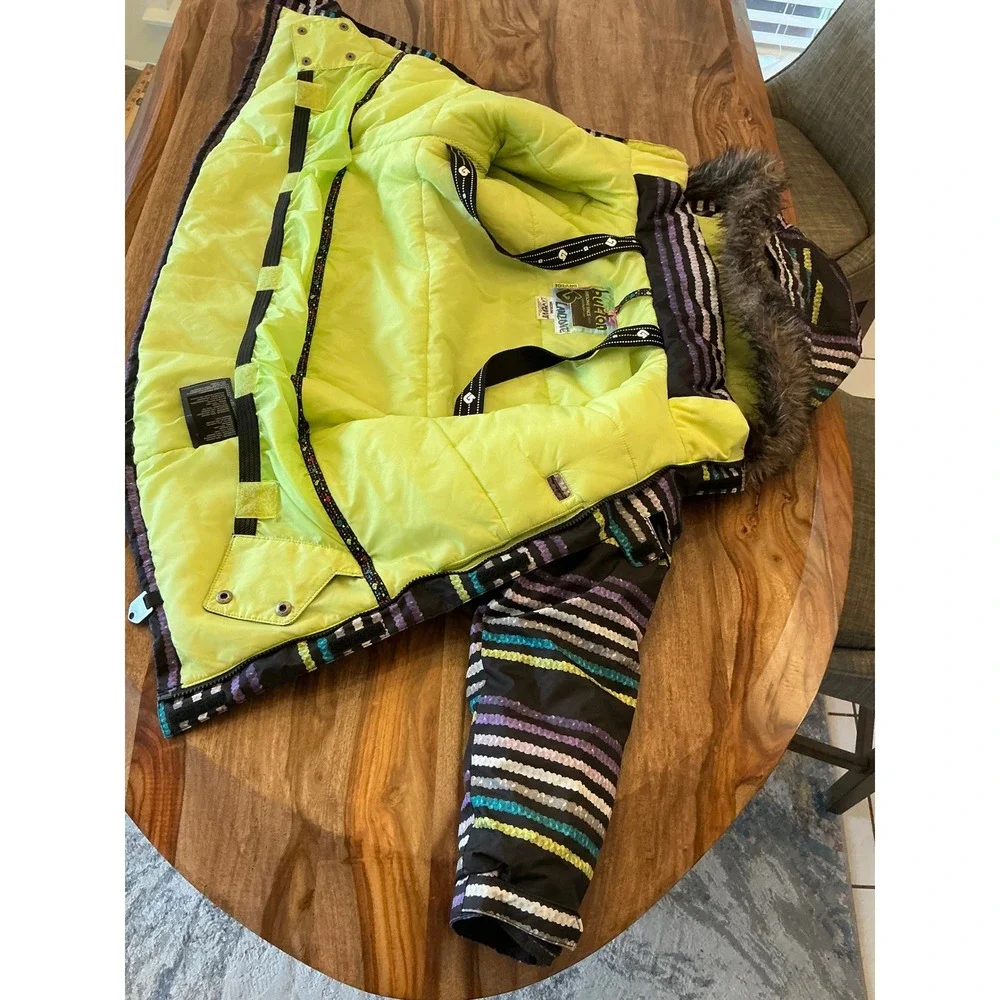 Burton Girls Mistique Snowboard Jacket Striped DryRide Insulated Size M 10/12
